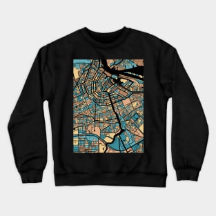 Amsterdam Map Pattern in Mid Century Pastel Crewneck Sweatshirt